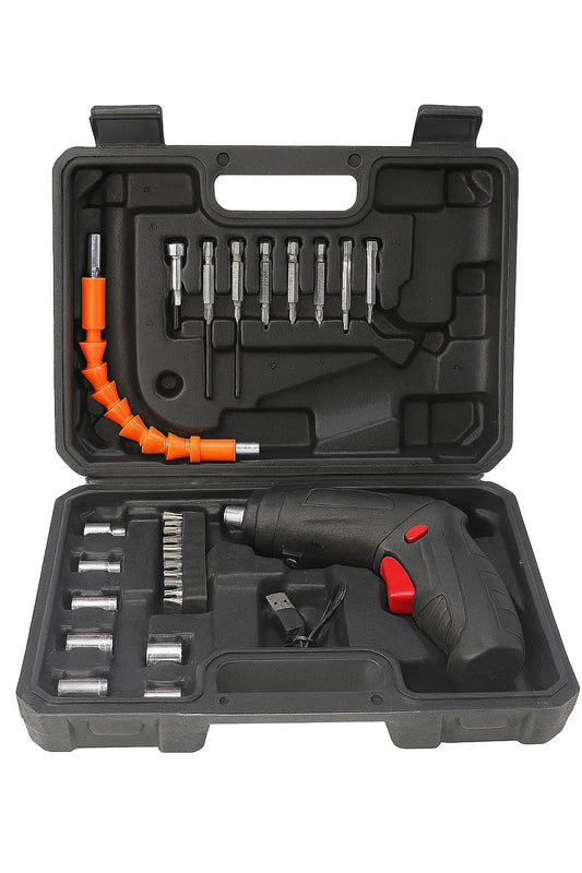 Electric Screwdriver-Drill Set Portable, Cordless USB-Rechargeable 44 Driver-bits